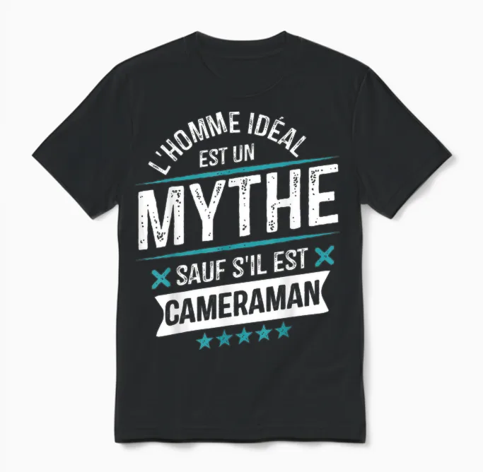 Cameraman Gift Departure Work Funny Unisex T-Shirt in Black