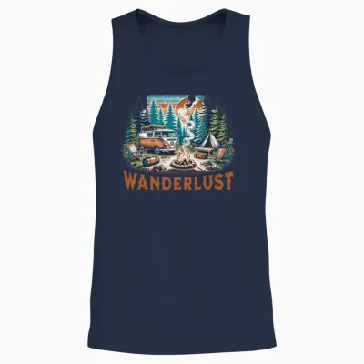 'wanderlust' Nature Adventure Gd Unisex Tank Top - Navy