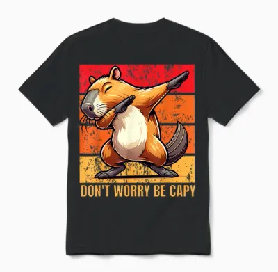 Don't Worry Be Capy Dabbing Capybara Lover Men Boys Kids Woman Unisex T-Shirt - Black