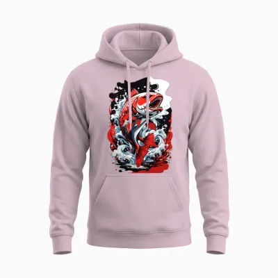 Fanny, Beautiful Red Fish Design .cool Fish Design Unisex Hoodie - Light Pink