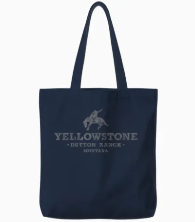 Y Yellowstone Dutton Ranch Text Basic Logo T-Shirt Schwarz Unisex-Erwachsene S Klassische Passform Klassisch Crew-Ausschnitt Kurzarm 21ylst00075a-002 Tote Bags - Navy
