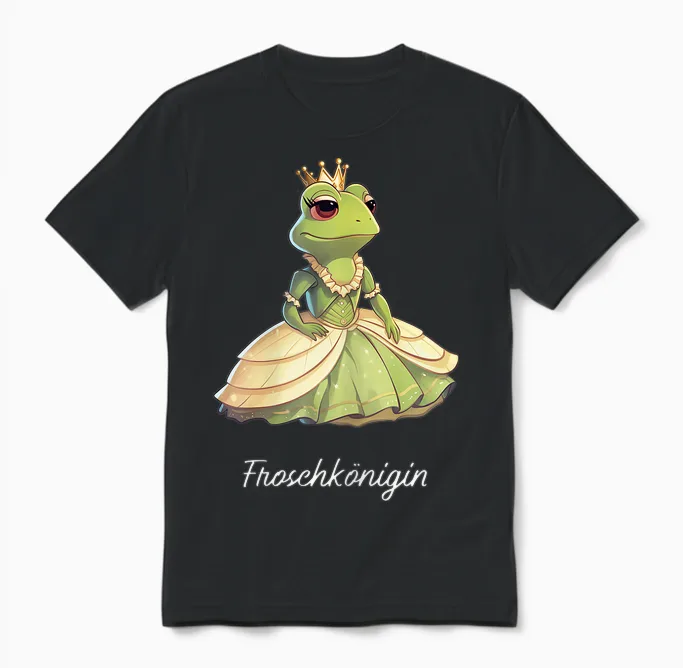 Frog Queen of the Frogs Girls' Carnival T-Shirt, Black Unisex T-Shirt in Black