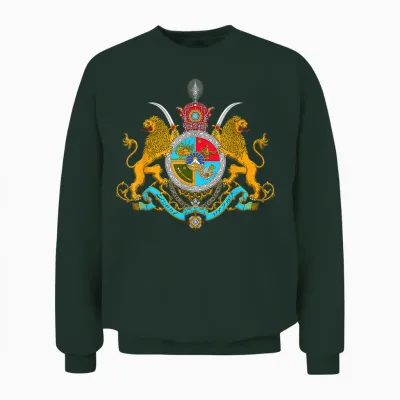 Iranian Crest Pahlavi T-Shirt, Black Unisex Sweatshirt - Forest