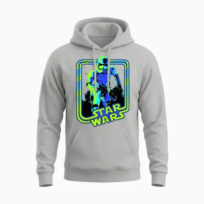Kids Star Wars Classic Stormtrooper Retro Neon Glow Unisex Hoodie - Ash