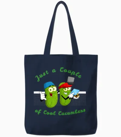 Pickles Playing Pickleball Just a Couple of Coo Tote Bags - Navy