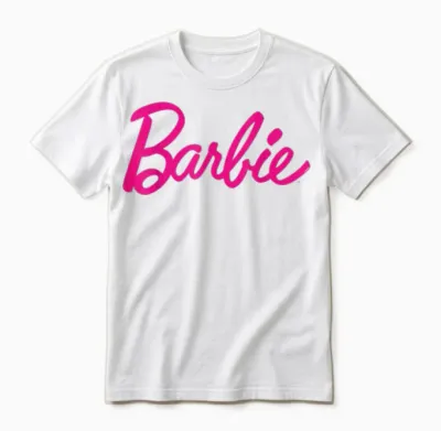 Barbie Official Barbie Logo Ladies T-Shirt, Black Unisex T-Shirt - White