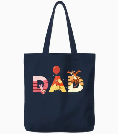 Disney Winnie the Pooh and Friends Dad Father's Day Birthday Tote Bags - Navy
