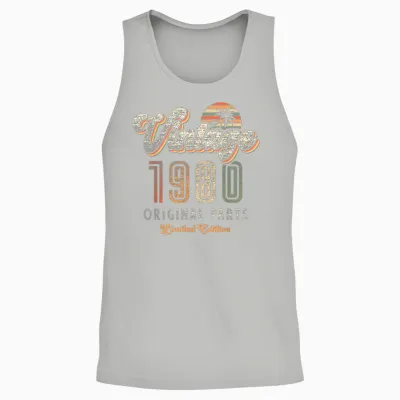 Vintage 1980 Limited Edition 45th Anniversary Palm Retro Unisex Tank Top - Ash