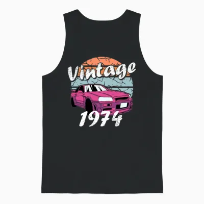 Vintage 1974 Anniversary Unisex Tank Top - Black
