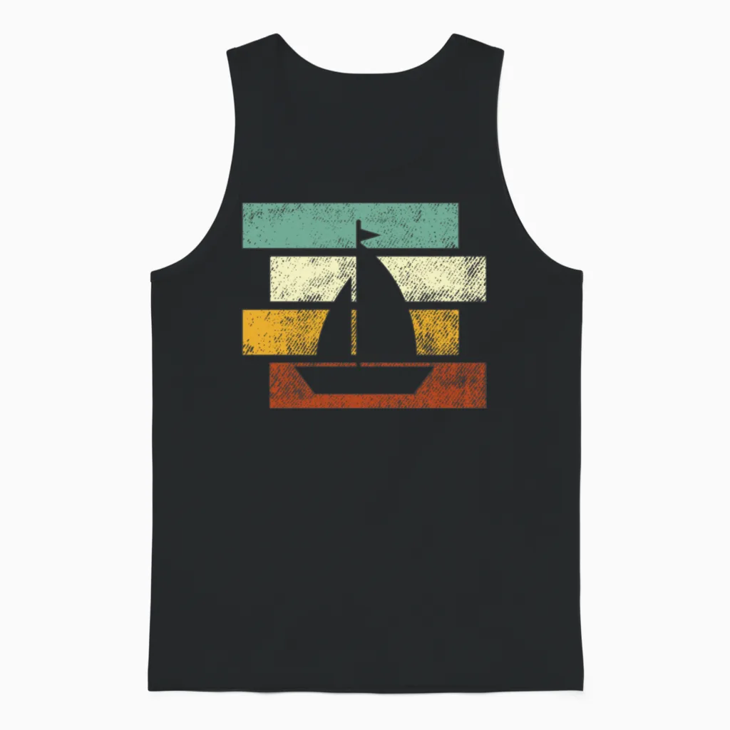 Sailing Retro Unisex Tank Top in Black