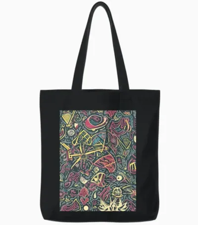 60s Retro Style Tote Bags - Black