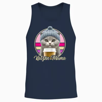 Lustige Katzen Mama Retro Outfit Kostüm Katzen Mutter Mamas Unisex Tank Top - Navy