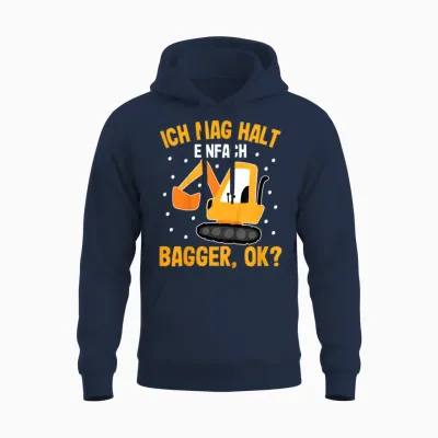 Bagger Shirt | Jungen Baustellen Shirt Jungs | Jungen Bagger Unisex Hoodie - Navy