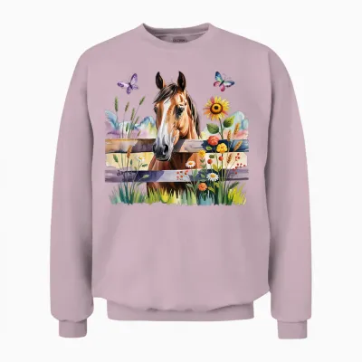 Süßes Pferde Motiv Für Mädchen Stall Und Reiten Unisex Sweatshirt - Light Pink