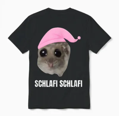 Sad Hamster Meme - Schlafi Schlafi with Hat T-Shirt, Black Unisex T-Shirt - Black