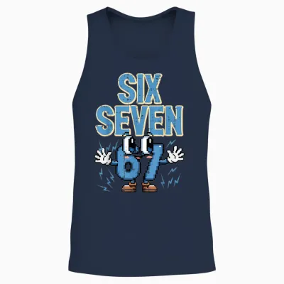 Six Seven 67 Eyes Funny 6 7 Meme Gen Alpha Boys Girls Unisex Tank Top - Navy