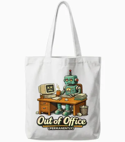 Hors Du Bureau Humour De Travail Robot Ia Drôle Permanent Tote Bags - White