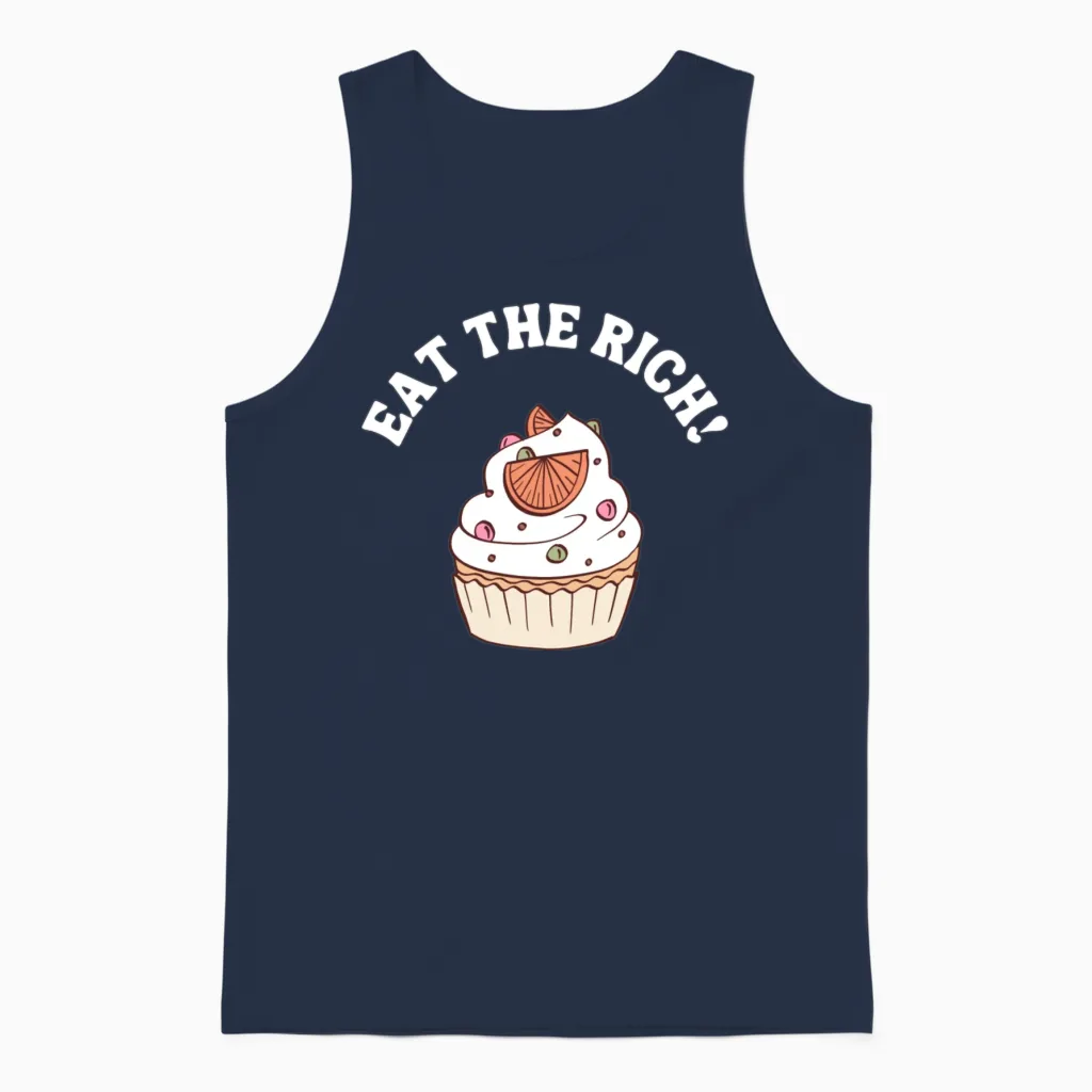 Eat the Rich Retro Socialist Unisex Tank Top - Navy