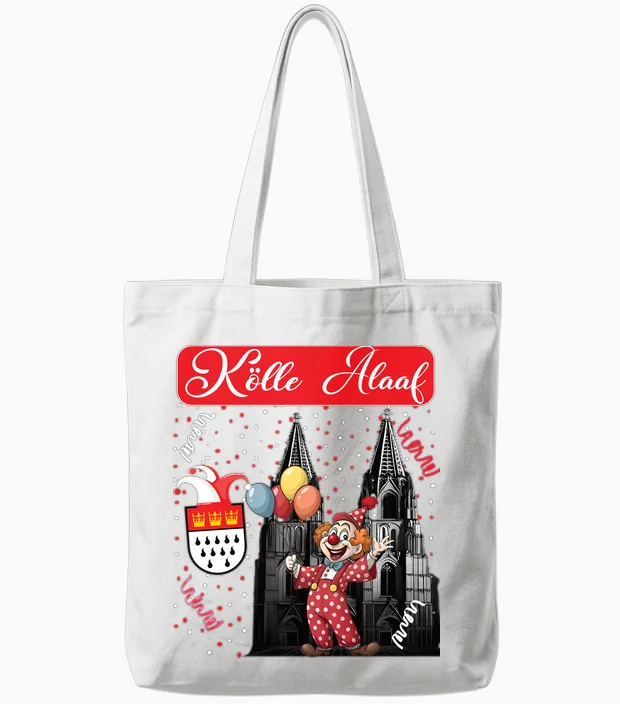 Cologne Rut Und Wiess Cologne Cathedral Carnival Costume Clown Costume Long Sleeve Shirt, Black Tote Bags in White