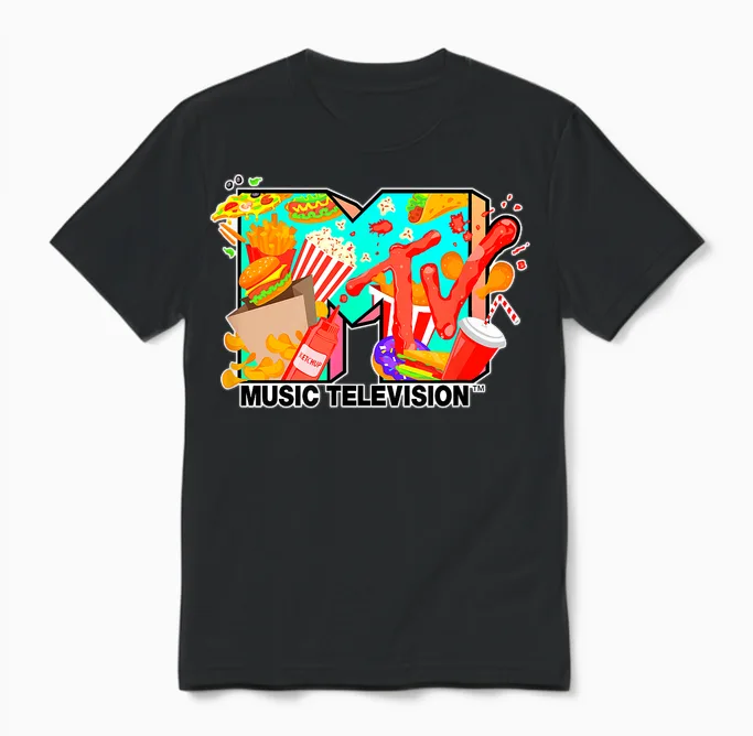 Mademark X Mtv - Music Television - Fast Food Lovers Unisex T-Shirt in Black