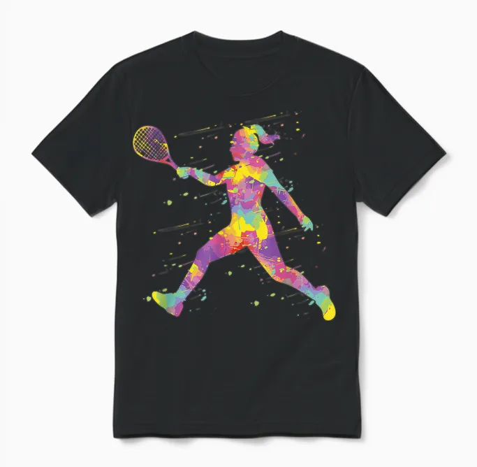 Tennis Mädchen Tennisspielerin Unisex T-Shirt in Black