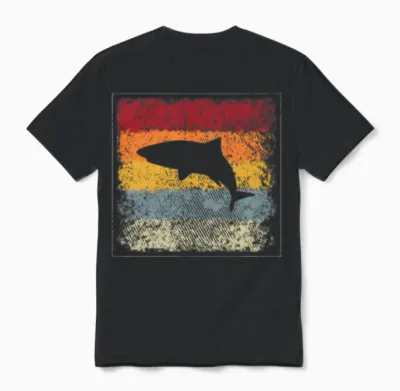 Shark Retro Unisex T-Shirt - Black