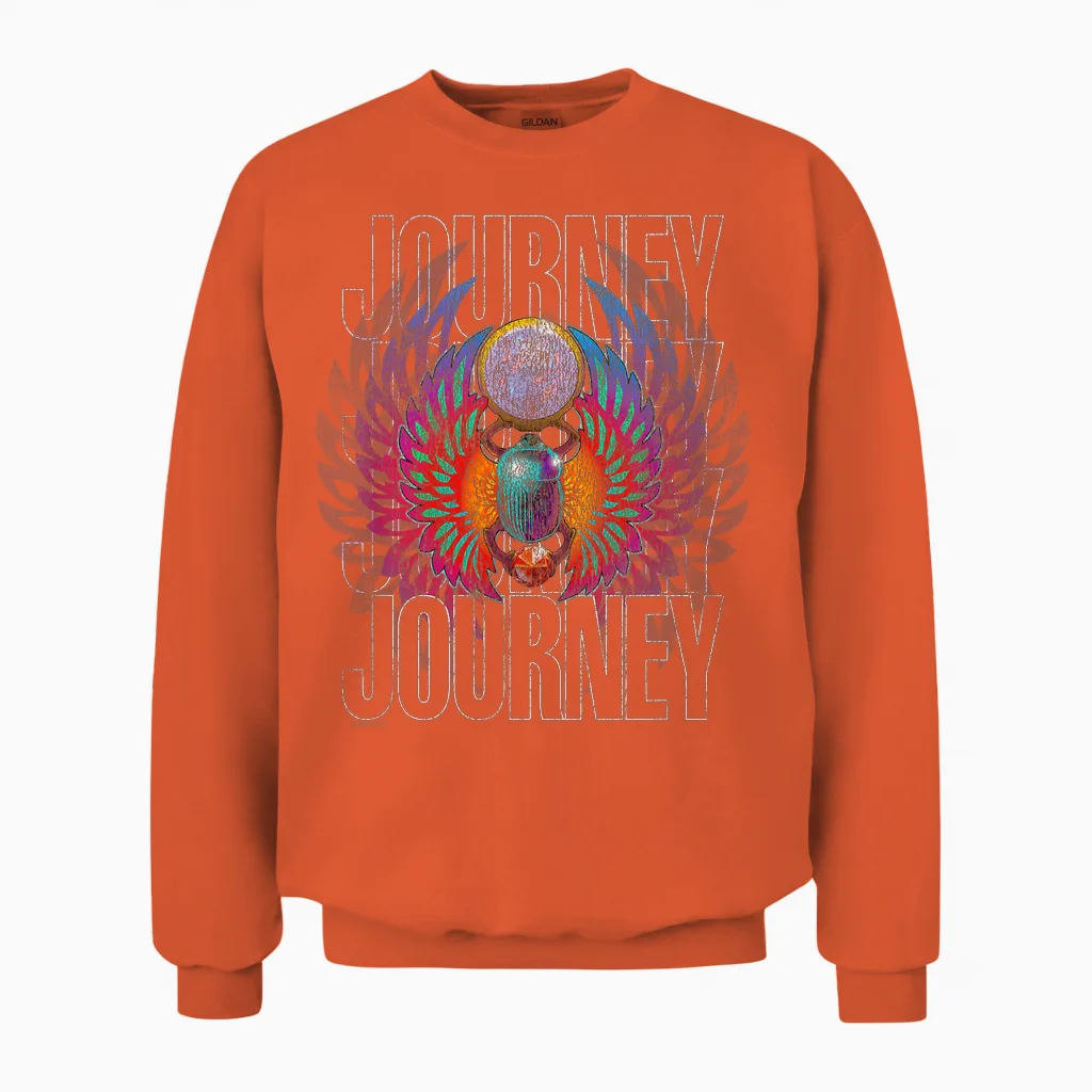 Journey Infinity Wings Vivid Scarab Vintage Band Unisex Sweatshirt in Orange