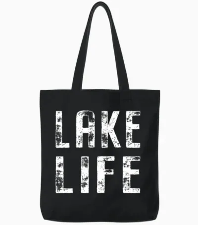 Lake Life Tote Bags - Black
