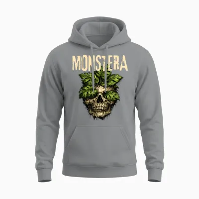 Monstera Crâne Drôle Amoureux Plante Grunge Jardinier Femme Homme Unisex Hoodie - Sport Grey