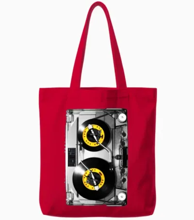 Cassette Tape Vinyl Record Dj Turntable Tote Bags - Red
