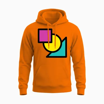 Geometry Triangle Rectangle Circle Unisex Hoodie - Safety Orange
