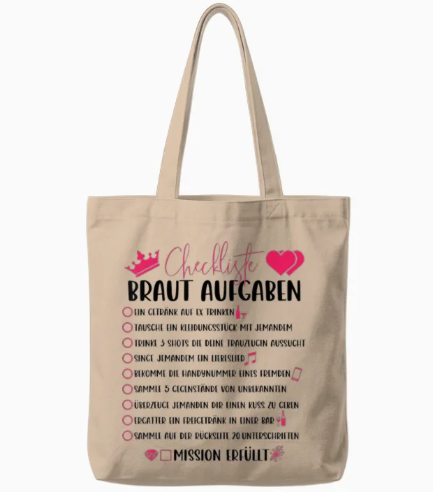 Checkliste Der Jga Braut Für Den Junggesellinnenabschied Tote Bags in Natural