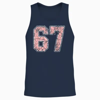 Pink and White Number 67 Jersey Player Uniform #67 Fan Unisex Tank Top - Navy