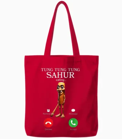 Tung Tung Sahur Appelle Drôle Italien Brainrot Silly Tote Bags - Red