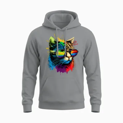 Rainbow Flag Gay Pride Lgbtq Wasserfarben Katze Unisex Hoodie - Sport Grey