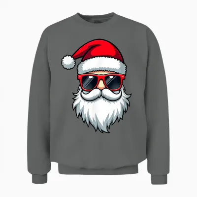 Cool Santa in Sunglasses Christmas Modern Holiday Art Tee T-Shirt, Black, S Unisex Sweatshirt - Graphite Heather