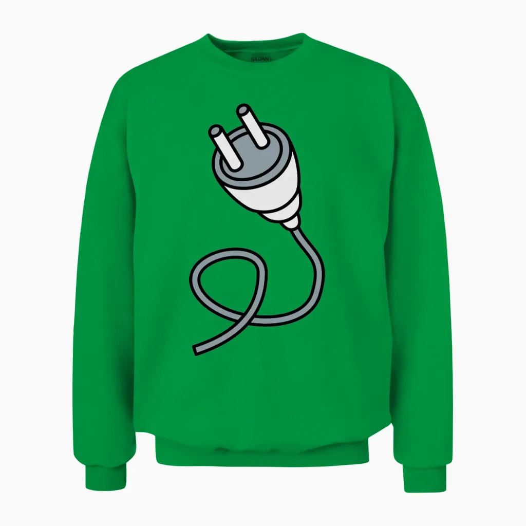 Connect Connection Cable Plug Outlet Power Electri Unisex Sweatshirt in Irish Green