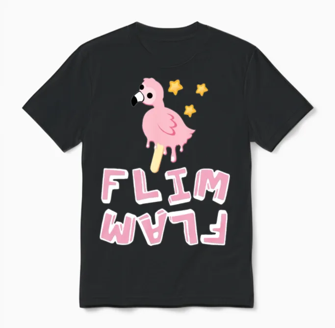 Flam Flim Flam Flamingo Unisex T-Shirt in Black