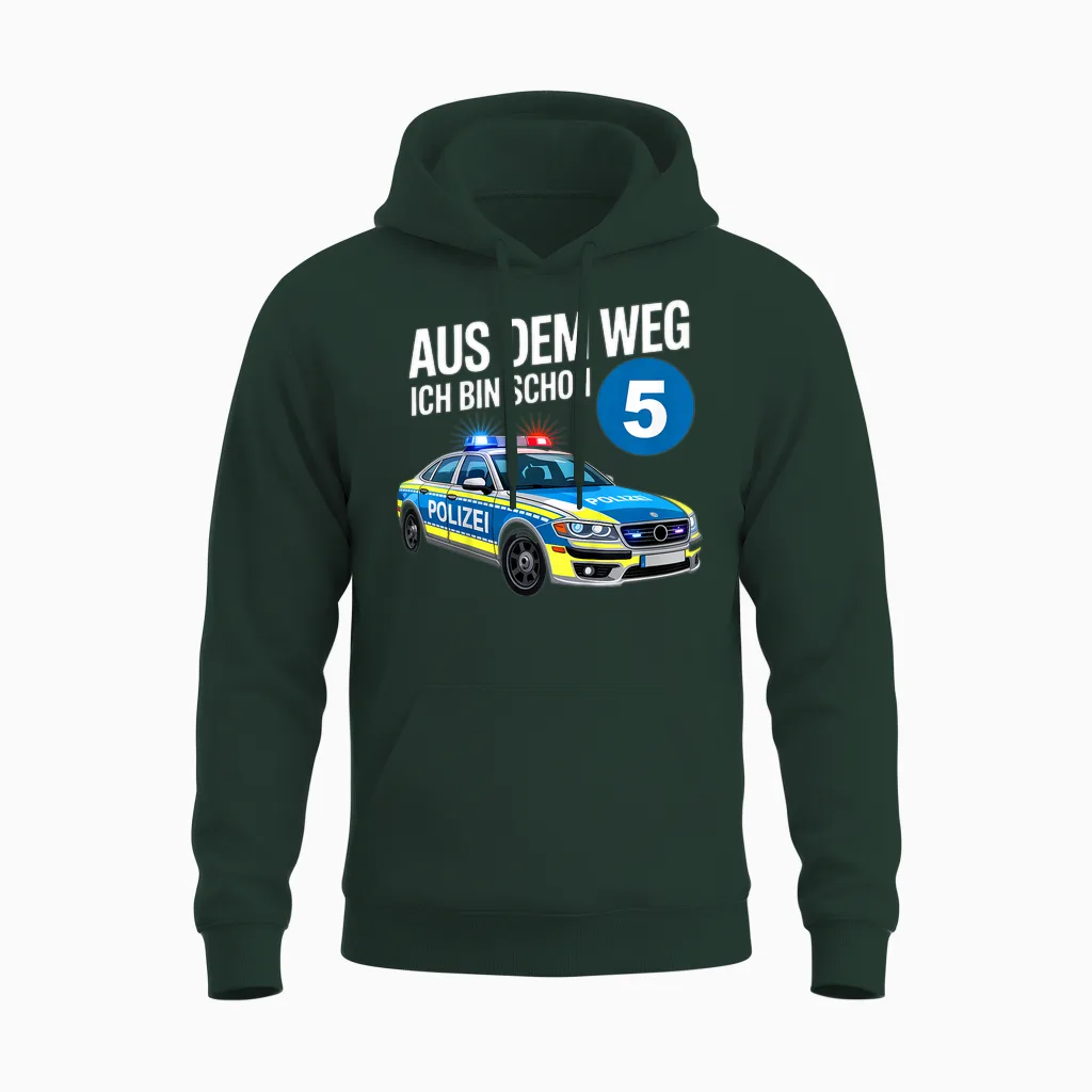 Kinder 5. Geburtstag Polizei 5 Jahre Kinder Junge Ich Bin Schon 5 Unisex Hoodie in Forest