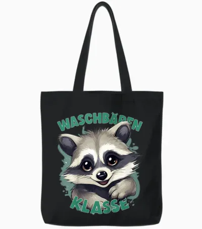 Children's Raccoon Class in Primary School T-Shirt, Black Tote Bags - Black