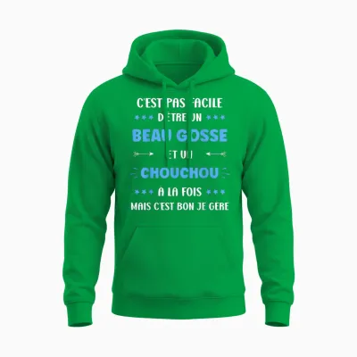 Beau Gosse Super Chouchou Boy Name Humour Chouchou T-Shirt, Black, S Unisex Hoodie - Irish Green
