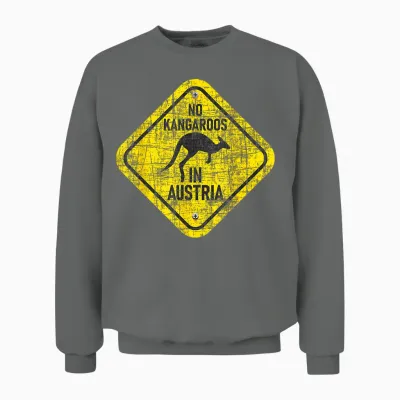 Zookeeper Wildlife Animal Lover T-Shirt with German Text "no Kangaroo in Austria, Black Unisex Sweatshirt - Graphite Heather