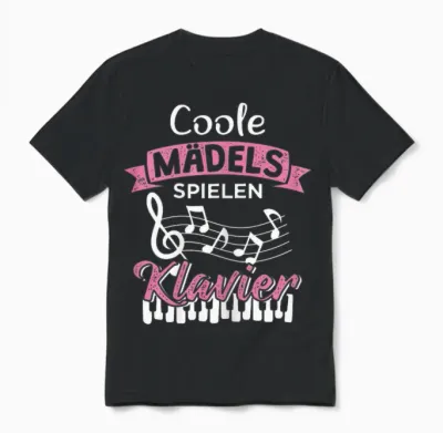 Coole Mädels Spielen Klavier Unisex T-Shirt - Black