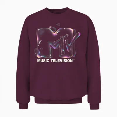 Mademark X Mtv - Mtv Logo Soap Bubbles Rainbow Detergent Liquid Bubble Mtv Unisex Sweatshirt - Maroon