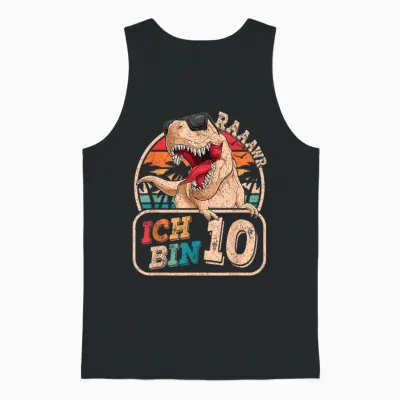 Ich Bin 10 Dinosaurier 10 Jahre Dino 10. Geburtstag Junge Unisex Tank Top - Black