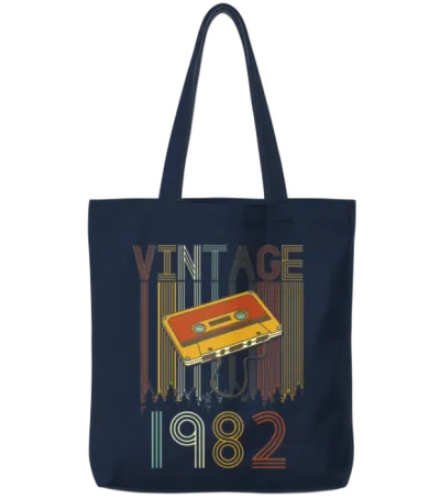 Vintage 1982 Retro Tote Bags - Navy