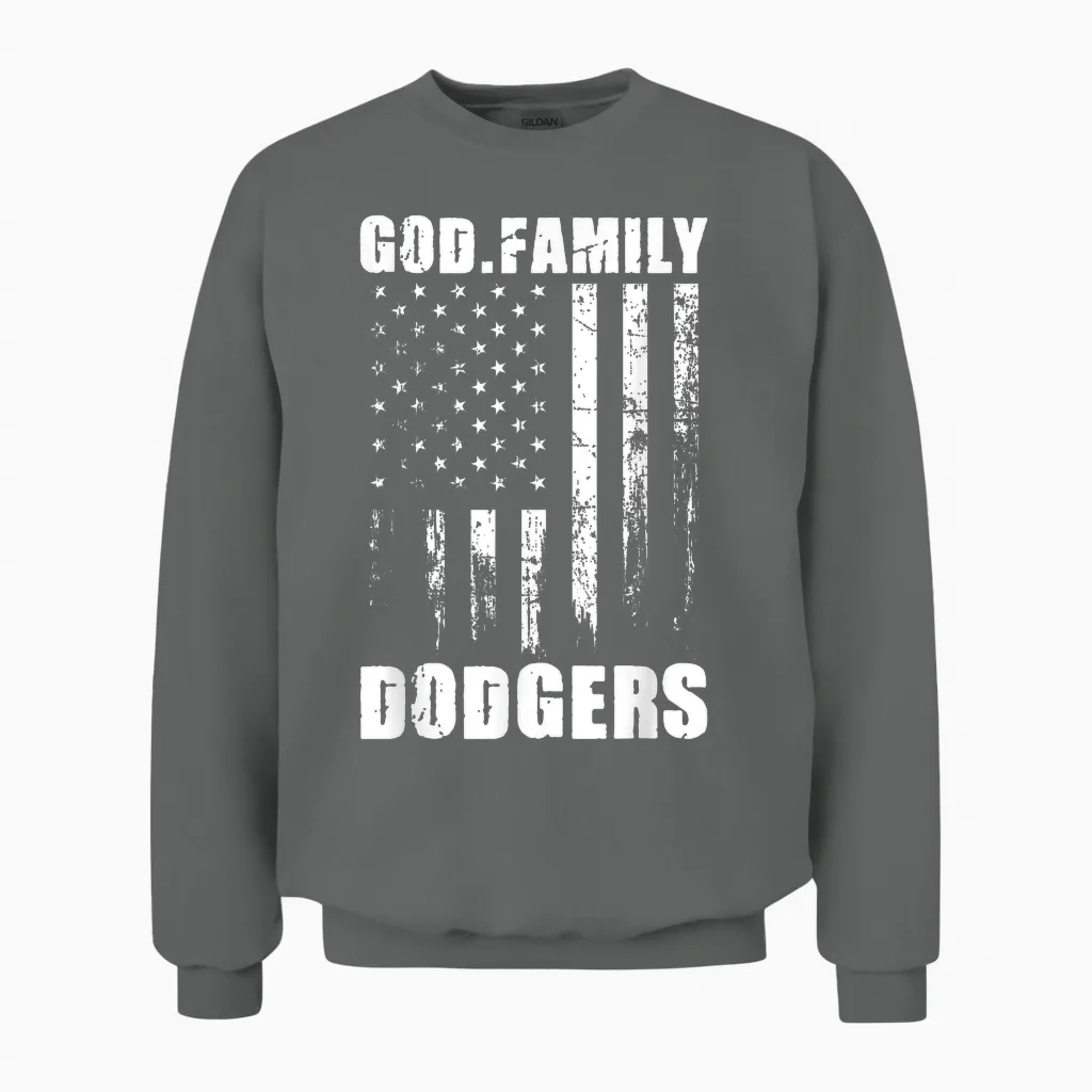 God. Family. Dodgers. Vintage Usa Unisex Sweatshirt in Graphite Heather