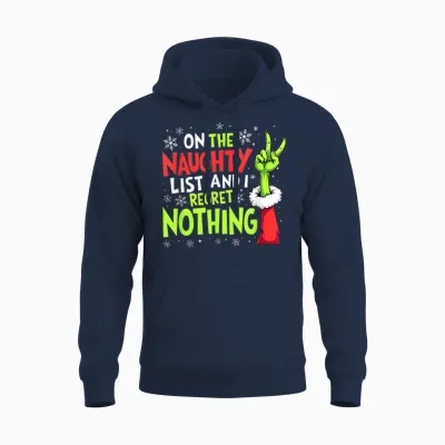 Funny Naughty List Christmas Holiday 2025 Family Matching Unisex Hoodie - Navy