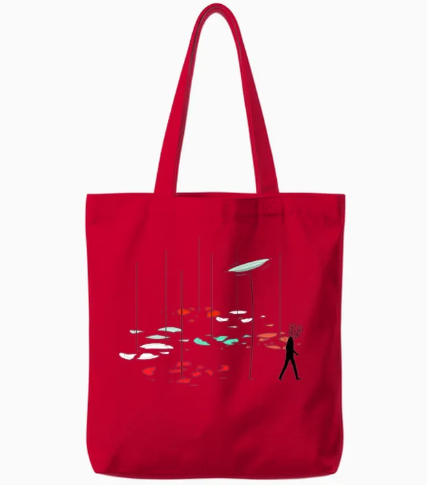 Bear and Spinning Plates Wildlife Tote Bags in Red