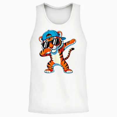 Cute Dabbing Tiger Men Toddler Boys Animal Print Unisex Tank Top - White